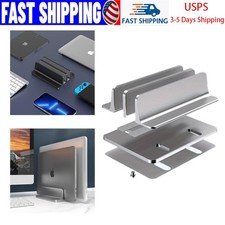 Aluminum Dual Slot Adjustable Vertical Laptop Stand Holder Desk For MacBook picture
