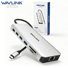 WAVLINK USB C Hub 12-in-1 Laptop Docking Station 3 Monitors 4K HDMI Dual DP PD picture