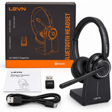 LEVN LE-HS013 Superior Wireless Bluetooth Headset Mic Charging Stand USB picture