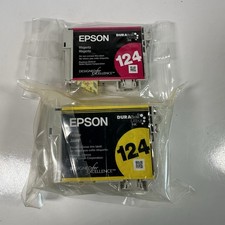 Epson 124 Ink Cartridges (3) Yellow (1) Magenta  Dura Brite Ultra NEW Lot Of 4 picture