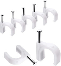 100 Pcs 10mm Cable Clips with Steel Nails - Wire Organizer for Coax & Network picture