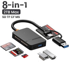 USB C 8-in-1 Card Reader Multi-functional Card Reader Support SD/TF/CF/MS Card picture