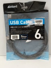 Inland USB-A 3.0 to USB-A 3.0 Cable 5Gbps Nickel Plated, 6ft picture