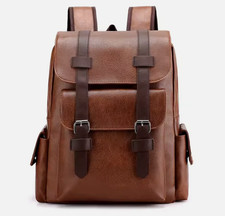 Mens Stylish PU Leather Laptop Backpack 14