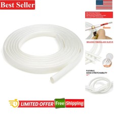 Braided Fiberglass Cable Sleeve 10ft High Temp Heat Resistant Flexible White picture