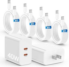 2 Pack White 40W Fast Charger with 4Pcs 6FT USB C to USB-C Charger Cord picture