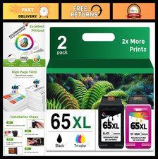 High Yield 65XL Ink Cartridges Combo Pack - Black & Color for HP Printers (2 Pac picture
