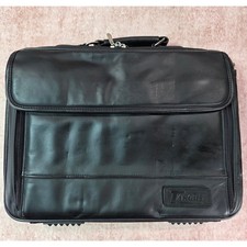 Vintage Targus Black Leather Laptop Bag Padded Briefcase CLN5 Messenger Bag picture