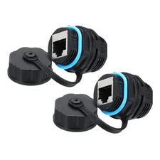 2Pcs RJ45 Panel Mount Coupler, Bulkhead Ethernet Connector Blue picture