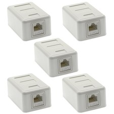 5 Pcs 1-Port Cat6 RJ45 Network Surface Mount Compact Box w/ Keystone Jack White picture