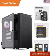 Black AL800 Mid Tower ATX Gaming PC Case with ARGB Lighting & Tempered Glass picture