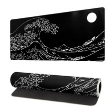 Japanese Sea Wave Gaming Mouse Pad 27.6x11.8 Inch Anime Black Large Mousepad ... picture