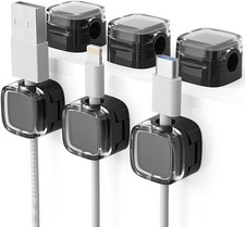 6 Pack Magnetic Cable Clips Cord Organizer Adhesive Wire Holder Desk Black picture