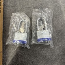 2 pcs 40mm 1-9/16 in Laminated Pad Locks Keyed the Same Alike Long Shackle picture