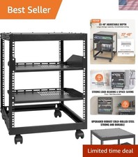 12U Open Frame Server Rack, 23-40 in Adjustable Depth, Free Standing or Wall ... picture