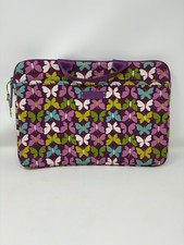 Vera Bradley Butterfly Print Laptop Sleeve Computer Case Purple Padded Carrying picture