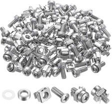  110 Pcs/55 Set Rack Mount Screws and Cage Nuts for Server M6x20MM, silver picture