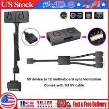 5V ARGB To 12V RGB Converter with 3-Way Splitter Sync with Motherboard Portable# picture