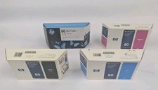 HP 80 Black Cyan Yellow Magenta C4871A C4873A C4847A C4846A DesignJet Ink Set picture