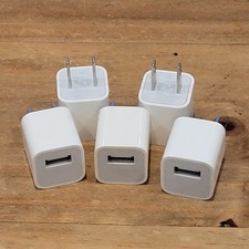 Lot of 5 Apple 5W USB Power Adapter Wall Charger Cube iPhone OEM A1385 MD810LL/A picture