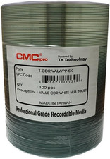 100 CMC Pro - Powered by TY Valueline 48X CDR 80Min 700MB White Inkjet Hub picture
