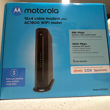 Motorola MG7540-10 16x4 Cable Modem + AC1600 Dual-Band WiFi Router No Cords picture