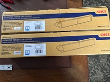 Genuine Okidata OKI Toner Cartridge CYAN 45536423 C911 New Open Box LOT OF 2 TWO picture