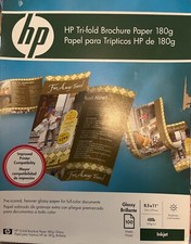 HP C7020A Inkjet Tri-Fold Brochure Paper Gloss 100 Sheets 8.5”x11” New picture