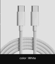 USB-C to USB-C Braided Charging/Data Cable 1:1 ConnectionWhitePink Green Blue 1m picture
