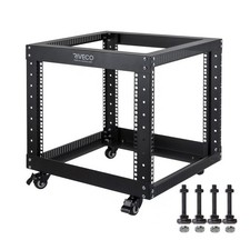 RIVECO 9U Open Frame Server Rack with Casters- Heavy Duty 4 Post Quick Assembly picture