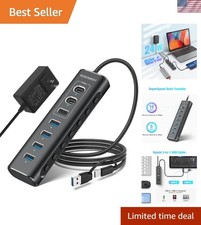 Versatile 7-Port USB 3.2 Hub: 10Gbps Speeds, Aluminum Design, Safe Power Supply picture