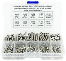 220Pcs #6-32 UNC Stainless Steel Button Head Hex Socket Cap Bolts Screw picture