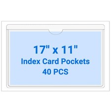 40 PCS Clear Adhesive Plastic Label Pockets, Top Loading Business & Library I... picture