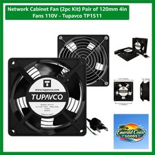 Network Cabinet Fan 2pc Kit Pair of 120mm 4in Fans 110V - picture