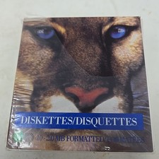 8 IBM Brand 3.5 Inch Floppy Disks Diskette 2.0 MB Unique Box Artwork Cougar Cat picture