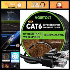 100ft Cat 6 Outdoor Ethernet Cable, 10Gbps Waterproof Direct Burial, UV Jacket, picture