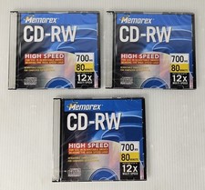 3 MEMOREX CD-RW 3 Pack 12X 700MB 80 Min Compact Discs NEW  picture