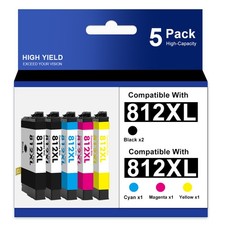 5 PACK 812XL Ink Cartridge ForEpson WorkForce EC-C7000 WF-7310 WF-7840 WF-7820 picture