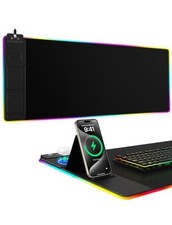 Compare @ $100 Mouse Pad W Phone Holder Wireless Charging Desk Mat RGB Gaming  picture