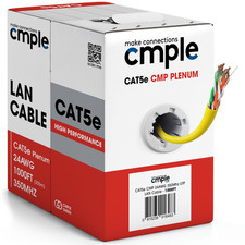Cat5e CMP Ethernet Cable 1000ft Plenum Solid 24AWG UTP Fast Install Network picture