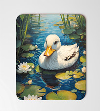 Cute White Duck in Pond Mouse Pad 8