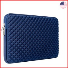 Luxury Navy Diamond Foam Laptop Sleeve - Water Resistant & Shockproof 15.6