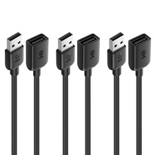 3-Pack Short USB Extension Cable, USB Extender, 3Ft, Black picture