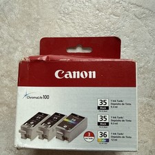 Canon ChromaLife 100 Genuine Black & Color New Sealed 3 Pack Ink 35-35-36 picture