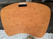 natural bamboo lap desk with ergonomic curved edge and carrying handle picture