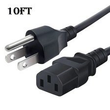 3 Prong AC Standard Power Cord 10ft 125V 10 Amps NEMA 5-15P IEC 60320 C13 picture