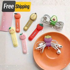 7Pcs Cute Fruit Cable Clips PVC Organizer Cord Holder Earphone Wire Manager USA picture