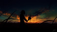 Landscape  pixiv dusk sunset fantasy girl silhouette Custom Gaming Mat Desk picture