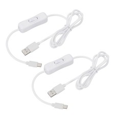3.28ft USB Extension Cable with on Off Switch 2pcs Type C to USB Male White picture