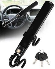 Adjustable Anti-Theft Steering Wheel Lock 4.9-13in Alloy Steel Black 3 Keys picture